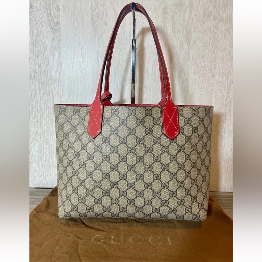 Gucci Beige and Red Signature Tote - Picture 2 of 16